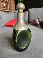 Prachtige groene dimple fles met tinnen afwerking., Ophalen of Verzenden