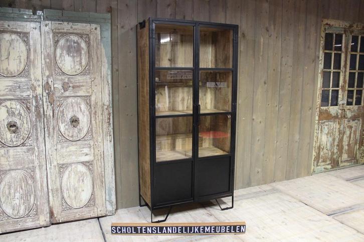 Vitrinekasten mangohout - Direct leverbaar - wandkast mango, Huis en Inrichting, Kasten | Vitrinekasten, Nieuw, Ophalen of Verzenden