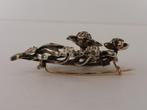 Gouden broche met in zilver gezette roosdiamanten        G80, Sieraden, Tassen en Uiterlijk, Broches, 4 tot 7 cm, Gebruikt, Overige kleuren