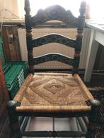 Antieke handgeschilderde stoelen met rieten zitgedeelte, Ophalen of Verzenden