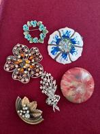 Vintage broche lot 6 stuks - bloem bloemen lente kleurige, Sieraden, Tassen en Uiterlijk, Broches, Overige materialen, Gebruikt