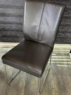 6 leren eetkamerstoelen, Huis en Inrichting, Ophalen, Gebruikt, Bruin, Metaal