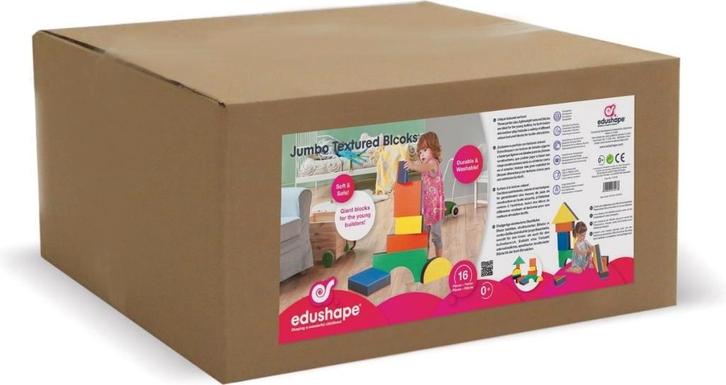 Edushape Jumbo Textuurblokken - 16 stuks. NIEUW, Kinderen en Baby's, Speelgoed | Educatief en Creatief, Nieuw, Bouwen, Ophalen of Verzenden