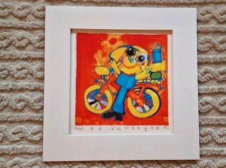 Ad Verstijnen - Zeefdruk 'Fietertje' - Nr. 150, Antiek en Kunst, Kunst | Litho's en Zeefdrukken, Ophalen