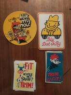 Vintage Stickers - Blij dat ik Rij, Trim u Fit, Kijk mij nou, Ophalen of Verzenden, Gebruikt, Auto of Motor