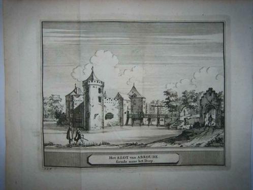 02 / Abcoude  het Slot  Kopergravure 1736, Antiek en Kunst, Kunst | Etsen en Gravures, Ophalen of Verzenden