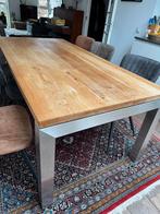 Zwevend massief eiken blad geborsteld stalen poten 1x 2 m, Huis en Inrichting, Tafels | Eettafels, Ophalen, 200 cm of meer, 50 tot 100 cm