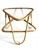 Vintage Rohé Noordwolde rotan bijzettafel / salontafel, 45 tot 60 cm, Gebruikt, Ophalen of Verzenden, Overige vormen