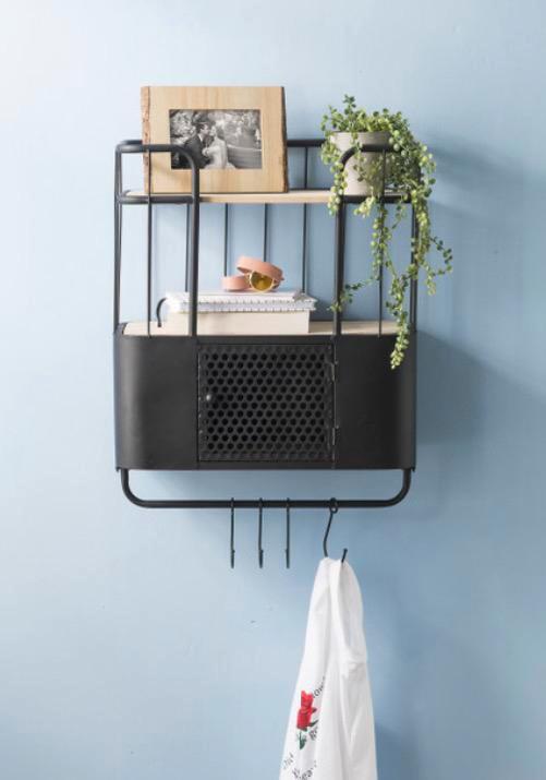 mat zwart wandkastje/kapstokje/keukenrek, Huis en Inrichting, Kasten | Wandmeubels, Zo goed als nieuw, Minder dan 100 cm, Minder dan 150 cm