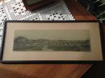 Oude ingelijste ets panorama Haarlem vanaf het zuiden, Antiek en Kunst, Ophalen of Verzenden