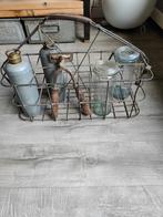 Vintage flessenrek met weckpotten, kruiken en scheerspullen, Antiek en Kunst, Ophalen