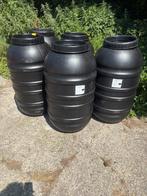 Zwarte regentonnen tegenton barrels vaten 220 liter, 150 liter of meer, Ophalen, Zo goed als nieuw, Kunststof