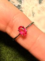 Zilveren ring met roze topaas - verstelbaar, Nieuw, Ophalen of Verzenden, Kleiner dan 17, Roze