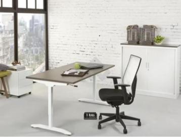 SlingerBureau 160x80cm Noten Blad - Witte poten beschikbaar voor biedingen