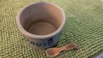 Antieke Keulse zoutpot met houten lepeltje, Ophalen of Verzenden