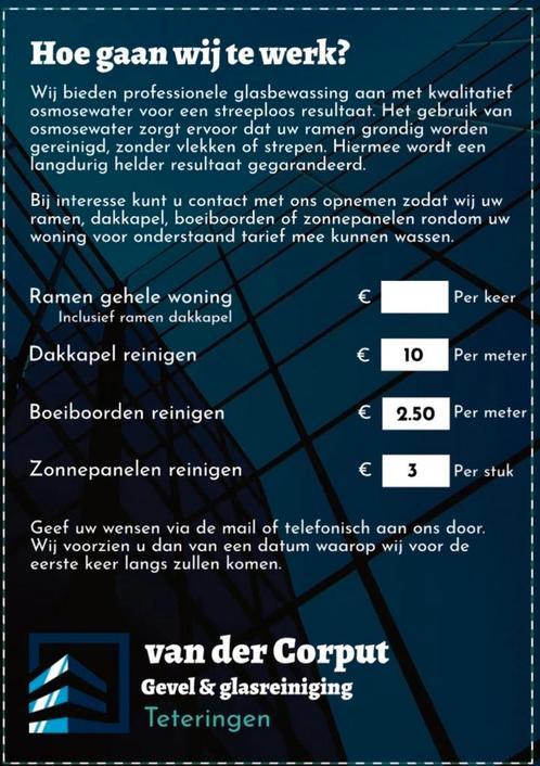 Glazenwasser / Teteringen / Dakkapel / Zonnepanelen, Huis en Inrichting, Overige Huis en Inrichting, Zo goed als nieuw, Ophalen of Verzenden