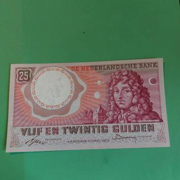 25 gulden biljet Christaan Huygens uit 1955 in AUNC
 beschikbaar voor biedingen
