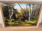 Prachtig olie verf schilderij bosrijke omgeving, Antiek en Kunst, Kunst | Schilderijen | Klassiek, Ophalen