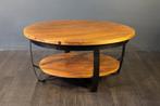 Mangohouten Salontafel 2-laags 70x70, Huis en Inrichting, Tafels | Salontafels, Industrieel, modern en stijlvol, 50 tot 100 cm