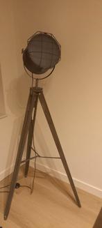 Industriële vloerlamp met statief, Ophalen, Gebruikt, Hout, 150 tot 200 cm