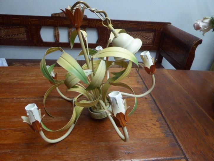 Franse hanglamp met 5 lichtpunten, Antiek en Kunst, Antiek | Lampen, Ophalen of Verzenden