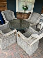 Rotan Tuinset met Ronde Tafel - Zware Kwaliteit, Ophalen, 4 zitplaatsen, Eettafel, Rotan