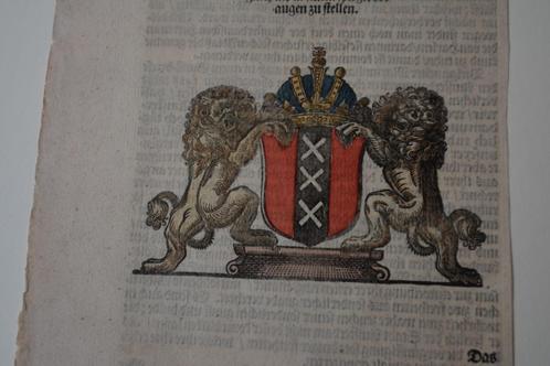 AMSTERDAM STADSWAPEN KROON LEEUWEN 1664 F. VON ZESEN E63, Antiek en Kunst, Kunst | Etsen en Gravures, Verzenden