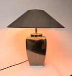 Schemerlamp met zilver gepatineerde voet en zijde kap, Ophalen, Overige materialen, 50 tot 75 cm, Klassiek