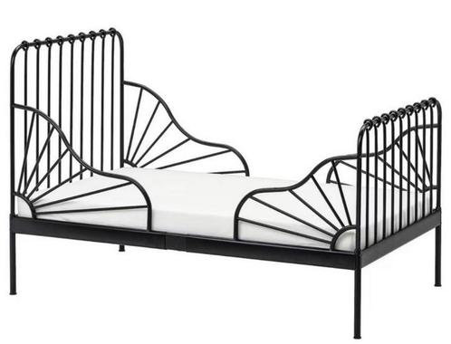 IKEA Minnen meegroeibed ZWART, Huis en Inrichting, Slaapkamer | Bedden, Gebruikt, 80 cm, 200 cm, Zwart, Ophalen