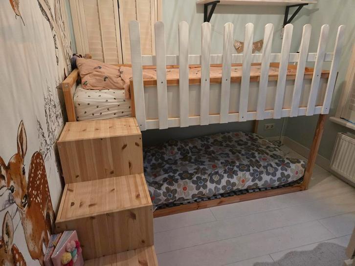 Ikea Kura Hoogslaper, extra lattenbodem, hekje, trofast kast, Kinderen en Baby's, Kinderkamer | Stapelbedden en Hoogslapers, Gebruikt