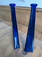 Donker blauwe vazen, Blauw, Ophalen of Verzenden, Minder dan 50 cm, Glas