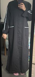 Zwarte Jurk met Witte Strepen - Maat S-M, Zwart, Zo goed als nieuw, Knielengte, Ophalen