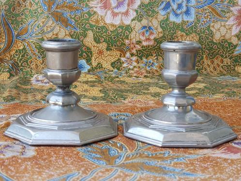Mooi stel antieke silverplate kandelaars uit Engeland 1920., Antiek en Kunst, Antiek | Kandelaars, Koper of Brons, Ophalen of Verzenden
