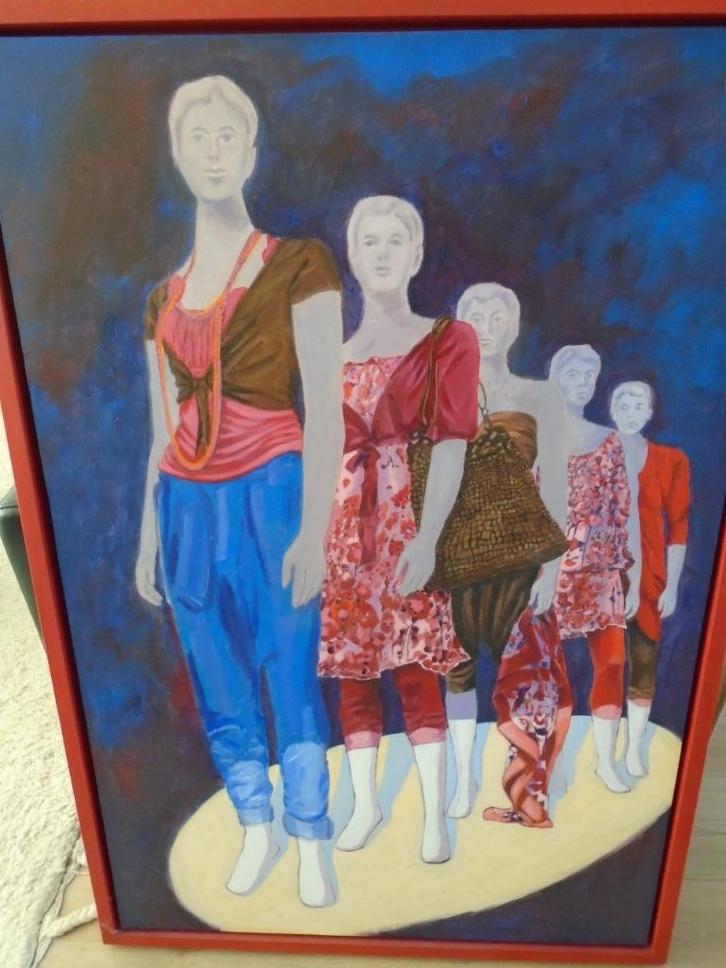 Canvas schilderij mode dames Wim Nederlof, Antiek en Kunst, Kunst | Schilderijen | Klassiek, Ophalen
