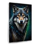 Nocturnal Elegance: Wolf in Starlit Serenity canvas 60x90cm, Nieuw, 75 tot 100 cm, Print, Oorspronkelijke maker
