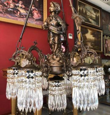 Kristallen kroonluchter / hanglamp antiek barok beeld brons beschikbaar voor biedingen