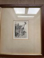 Chrit Rousseau  - Hekensprong Ets Ingelijst - Origineel Ku, Antiek en Kunst, Kunst | Etsen en Gravures, Ophalen