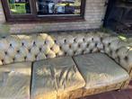 Bank chesterfield olijf groen, Huis en Inrichting, Banken | Bankstellen, Ophalen, Gebruikt, 75 tot 100 cm, Leer