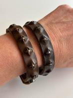 Leren armbanden met bijzondere studs, Ophalen, Zo goed als nieuw, Bruin, Leer