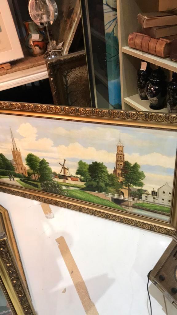 Prachtig groot schilderij van P. Zwamborn., Antiek en Kunst, Kunst | Schilderijen | Klassiek, Ophalen of Verzenden