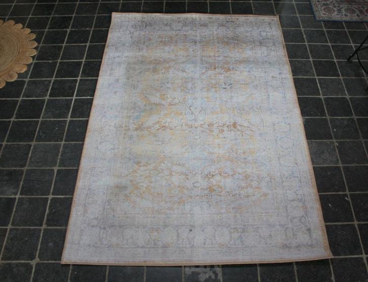 Leuk hip vloerkleed Perzisch Vintage geel teinten 160x230, Huis en Inrichting, Stoffering | Tapijten en Kleden, Zo goed als nieuw