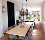 8 eettafel stoelen, Huis en Inrichting, Stoelen, Ophalen, Gebruikt, Stof, Grijs