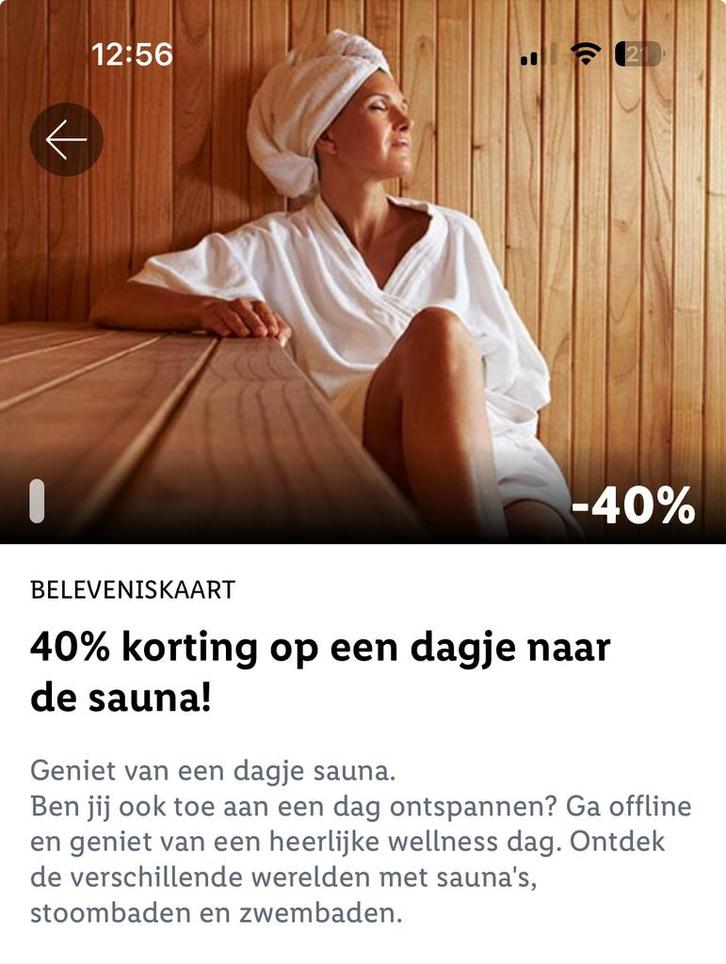 Korting op sauna, Tickets en Kaartjes, Kortingen en Cadeaubonnen, Eén persoon, Spa of Sauna, Kortingsbon