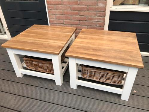 2 stuks landelijke salontafel / bijzet tafels 60x60, Huis en Inrichting, Tafels | Salontafels, Zo goed als nieuw, Minder dan 50 cm