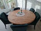 Ronde tafel teakhout 150cm, Ophalen, Gebruikt, 150 tot 200 cm, Vijf personen of meer