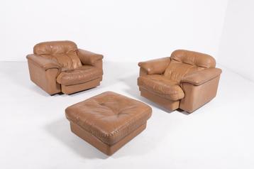 De Sede DS 101 brown leather lounge chairs, 1970’s beschikbaar voor biedingen