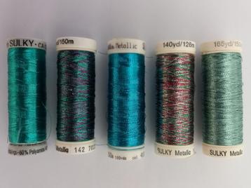 5 Klosjes metallic garen Gutermann - Sulky - Mettler beschikbaar voor biedingen