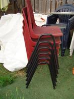 6x kantine stoelen, Huis en Inrichting, Stoelen, Ophalen, Gebruikt, Rood, Metaal