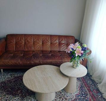 Ronde Salontafel & Bijzettafel Volledig van Travertin beschikbaar voor biedingen