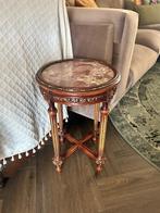 Bijzettafel rond handmade onyx marmer vintage, Ophalen, Rond, Hout, Minder dan 55 cm